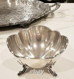 REED & BARTON WINTHROP 1795 Silverplate Complete Tea Set w Hand Chased Tray 6 Pc