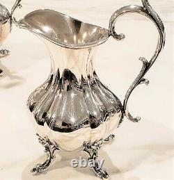 REED & BARTON WINTHROP 1795 Silverplate Complete Tea Set w Hand Chased Tray 6 Pc