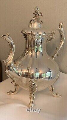 REED & BARTON WINTHROP Pumpkin 8PC. SILVERPLATE TEA COFFEE SERVICE #1795 Trays