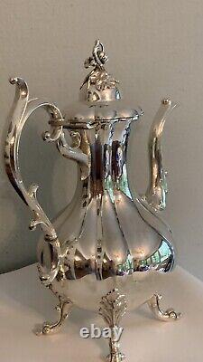 REED & BARTON WINTHROP Pumpkin 8PC. SILVERPLATE TEA COFFEE SERVICE #1795 Trays