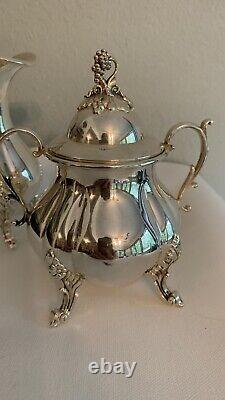 REED & BARTON WINTHROP Pumpkin 8PC. SILVERPLATE TEA COFFEE SERVICE #1795 Trays