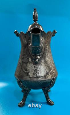 Racine Silver Plate Co. Coffee/Tea Pot Triple Plated Silver 1878 Original Patina