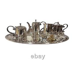 Ralph Lauren Pottery Barn Maxfield Hotel Coffee & Tea Set Silver Plate 6 Pcs Set