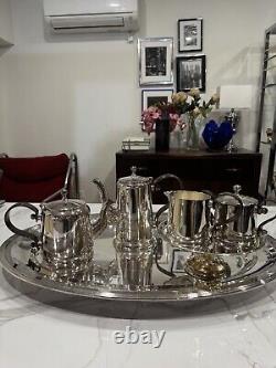 Ralph Lauren Pottery Barn Maxfield Hotel Coffee & Tea Set Silver Plate 6 Pcs Set