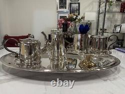 Ralph Lauren Pottery Barn Maxfield Hotel Coffee & Tea Set Silver Plate 6 Pcs Set