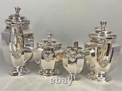 Rare 19th Century Christofle Silver-Plated 5-Piece Tea Set with Ornate Tray