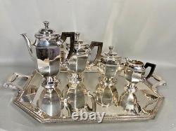Rare 19th Century Christofle Silver-Plated 5-Piece Tea Set with Ornate Tray