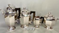 Rare 19th Century Christofle Silver-Plated 5-Piece Tea Set with Ornate Tray