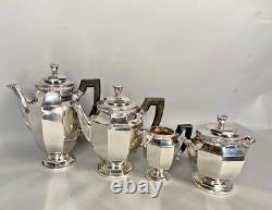 Rare 19th Century Christofle Silver-Plated 5-Piece Tea Set with Ornate Tray
