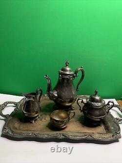 Rare Antique Silver Plate Tea Set 5 Pc