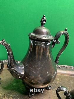 Rare Antique Silver Plate Tea Set 5 Pc