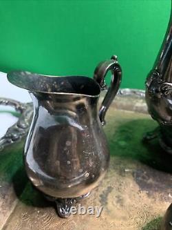 Rare Antique Silver Plate Tea Set 5 Pc