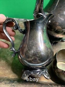 Rare Antique Silver Plate Tea Set 5 Pc