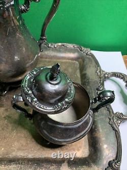 Rare Antique Silver Plate Tea Set 5 Pc