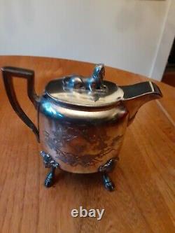 Rare Antique Wilcox Silver Plate CO. Quadruple Tea Pot 5.75 T/Sphinx Finial