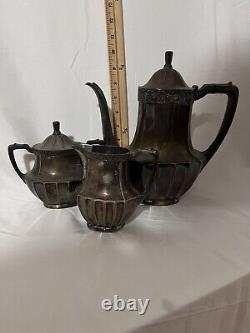 Rare Coronation Community Plate Tea Set Tea pot, Creamer And sugar bowl c1936