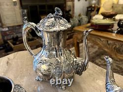 Rare Crown Mark Silver Plated Marked 541 Coffee & Tea Set of 4 Pcs