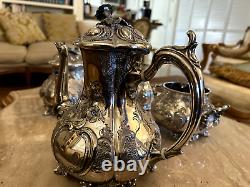 Rare Crown Mark Silver Plated Marked 541 Coffee & Tea Set of 4 Pcs