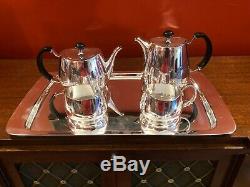 Rare David Mellor Pride pattern tea set on matching tray for Walker & Hall c1955