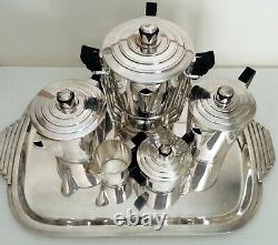 Rare French Art Deco Coffee/Tea Service with Samovar by ERCUIS Sirius Pattern