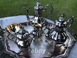 Rare Reed and Barton 1795 Winthrop 6 pc Tea Set Silver Plate Circa 1950s Vintage