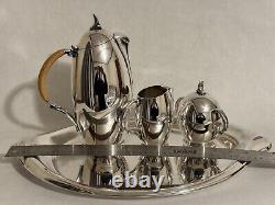 Rare Silver Tea Set Coffee Set with Tray by Rogers Flair 1956 Mid-Century Modern