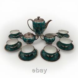 Rare Stunning Rosenthal 1920-30s Silver Overlay Art Deco Tea Service Set