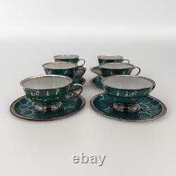 Rare Stunning Rosenthal 1920-30s Silver Overlay Art Deco Tea Service Set