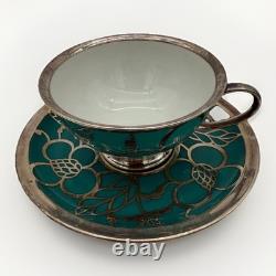 Rare Stunning Rosenthal 1920-30s Silver Overlay Art Deco Tea Service Set