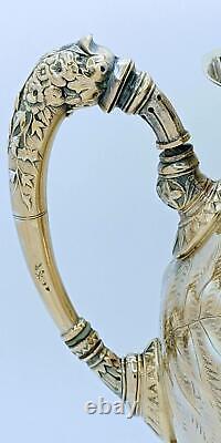 Rare Victorian Meriden Britannia Aesthetic Silver Plate Gilt Coffee Pot Teapot