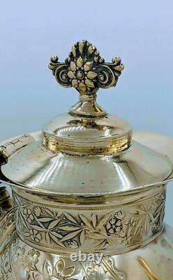 Rare Victorian Meriden Britannia Aesthetic Silver Plate Gilt Coffee Pot Teapot