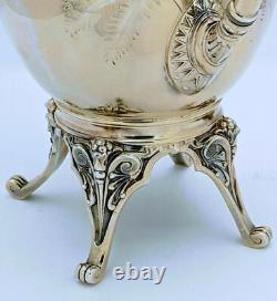 Rare Victorian Meriden Britannia Aesthetic Silver Plate Gilt Coffee Pot Teapot