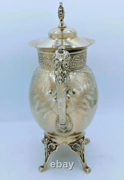 Rare Victorian Meriden Britannia Aesthetic Silver Plate Gilt Coffee Pot Teapot