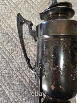 Rare Victorian Triple Plated Silver Tea Pot Coffee Pot, Taunton Silver Plate Co