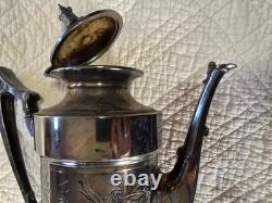Rare Victorian Triple Plated Silver Tea Pot Coffee Pot, Taunton Silver Plate Co