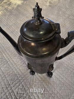 Rare Victorian Triple Plated Silver Tea Pot Coffee Pot, Taunton Silver Plate Co