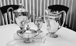 Rare Vintage 1921 Community Silver Plate 5pc Coffee Tea Set With Matching Pitcher
