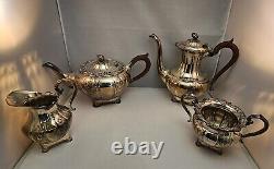 Rare Vintage 4 Piece RIDEAU Hand Chased Silverplate Tea Set