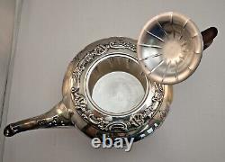 Rare Vintage 4 Piece RIDEAU Hand Chased Silverplate Tea Set