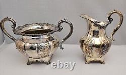 Rare Vintage 4 Piece RIDEAU Hand Chased Silverplate Tea Set