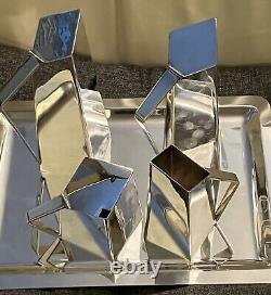 Rare! Vintage Cubist Art Deco Coffee Tea Service Set Bauhaus Gio Ponti Sabattini