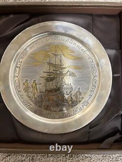 Rare! Vintage Danbury Mint Sterling Silver Boston Tea Party-1776 Le Plate In Box