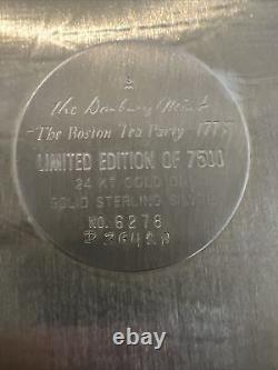 Rare! Vintage Danbury Mint Sterling Silver Boston Tea Party-1776 Le Plate In Box