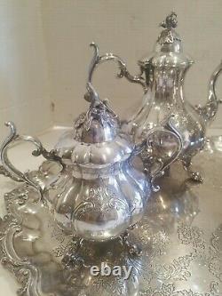 Reed & Barton #1795 Winthrop Silver-Plated 5-Piece Matching Tea Set Re- Silvered