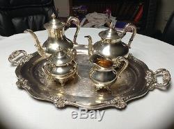 Reed Barton 5600 Regent Silver Plate 5 Piece Tea Coffee Sugar Creamer Tray Set