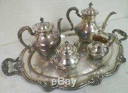 Reed & Barton 5600 Regent Silver Plate 5 Piece Tea Set Coffee Tea Cream Sugar Tr