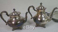 Reed & Barton 5600 Regent Silver Plate 5 Piece Tea Set Coffee Tea Cream Sugar Tr