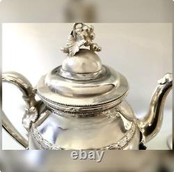 Reed & Barton Antique Silver Plate 1860 3-Pc Chased Grape-Themed Tea Set