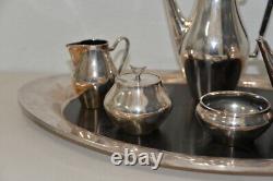 Reed & Barton, Denmark Danish Modern Silver Plate Tea & Coffee Service c. 1960