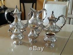 Reed & Barton KING FRANCIS Silverplate Coffee/Tea Pot Set +Water Pitcher 6 pc